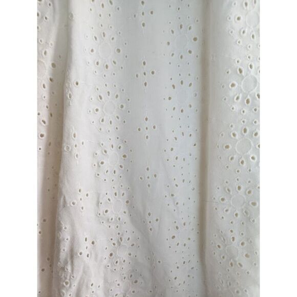 J.Jill Women Ivory White Open Eyelet 100% Cotton V Neck Peasant Blouse size XL - Picture 11 of 12